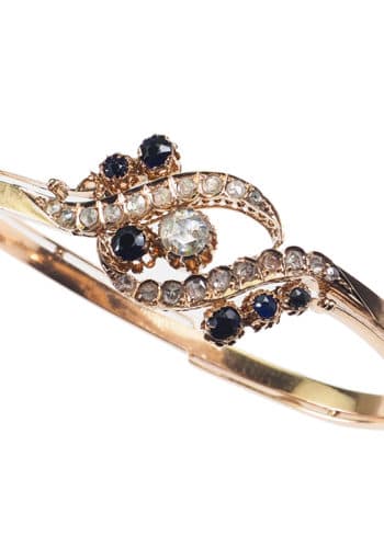 ** VERKAUFT ** Um 1880 - 15 ct. Goldarmreif Diamanten & Saphire, viktorianisch – Bild 3