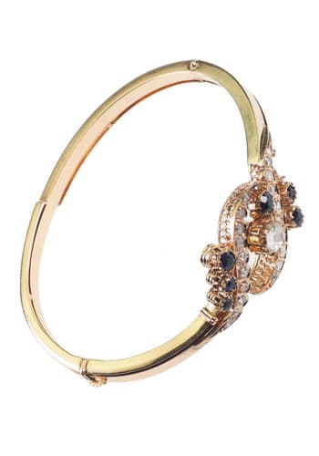 ** VERKAUFT ** Um 1880 - 15 ct. Goldarmreif Diamanten & Saphire, viktorianisch – Bild 5