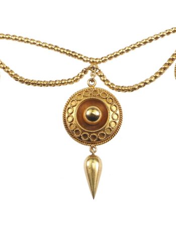** VERKAUFT ** Um 1860 - 18 ct. Goldcollier "Etruscan Revival", viktorianisches England – Bild 4