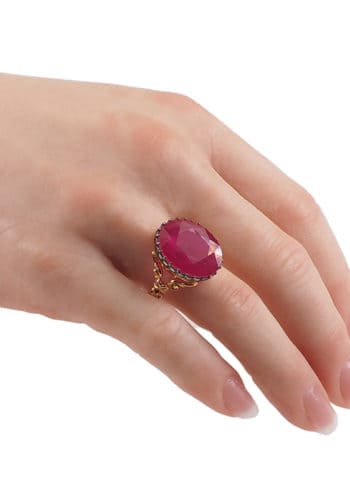 Um 1960 - 14 ct. Gold Cocktailring mit großem synthetischen Rubin – Bild 5