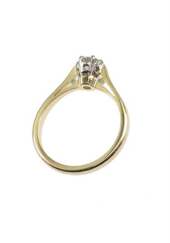 Datiert 1980 - 18 ct. Gold & Platin Ring / Verlobungsring mit Diamant Solitär – Bild 3