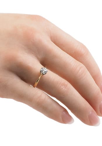 Datiert 1980 - 18 ct. Gold & Platin Ring / Verlobungsring mit Diamant Solitär – Bild 4