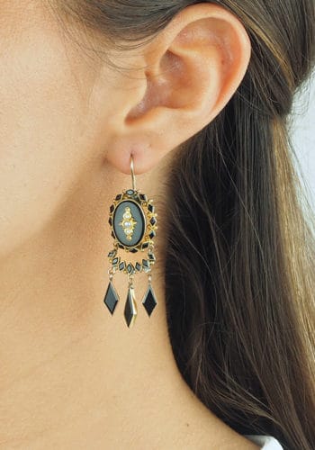 Um 1880 - 14 ct. Gold Set Brosche & Ohrringe USA – Bild 3