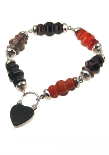 Um 1860 - Sterling Silberarmband mit verschiedenfarbigen Achaten, schottischer Pebblesschmuck – Bild 3