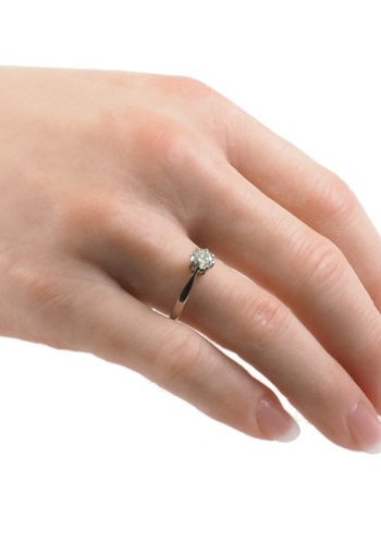 Um 1970 - 18 ct. Goldring / Verlobungsring mit Diamant Solitär – Bild 4