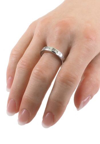 Um 1970 - 18 ct. Gold Halfhoop Verlobungsring aus Frankreich, mit 11 Diamanten im Prinzessschliff – Bild 5