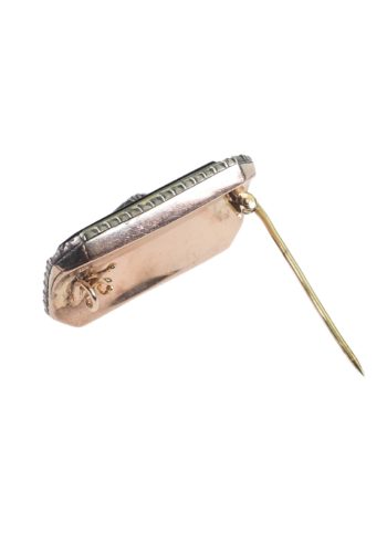 Um 1780 - Georgianische Goldbrosche mit blauem Bristol-Glas & Diamanten – Bild 4