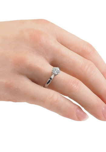 Um 1950 - Englischer Platinring / Verlobungsring mit Brillant Solitär – Bild 5