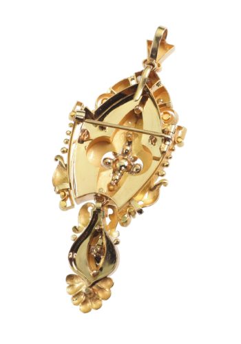 Um 1865 - Schmuckset bestehend aus Anhänger/Brosche und "Night+Day" Ohrringen, Französisch – Bild 9