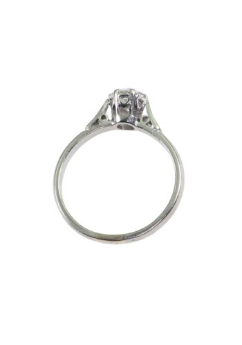 Um 1950 - Englischer Platinring / Verlobungsring mit Brillant Solitär – Bild 4