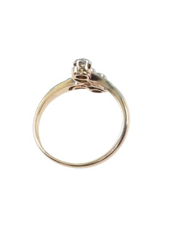 Um 1910 - 18 ct. Gold & Platin Ring mit Diamanten, Art nouveau England – Bild 4