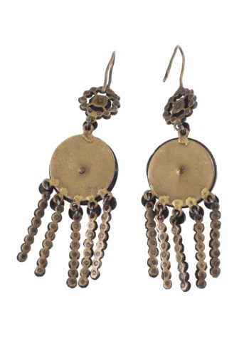 Um 1850 - Cut Steel Ohrringe mit Vauxhall-Glas, aus dem viktorianischen England – Bild 4