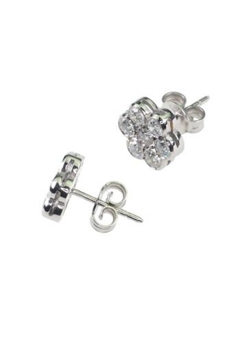 Um 1960 - 18 ct. Gold Ohrstecker mit Diamantclustern, aus England – Bild 4