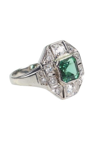 Um 1930 - Art déco Turmalinring aus Deutschland, mit Edelsteineprüfbericht! – Bild 3