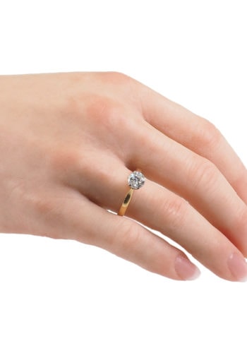 ** VERKAUFT ** Um 1970 - Diamant Solitaire Verlobungsring mit einem Brillant, ca. Einkaräter – Bild 5