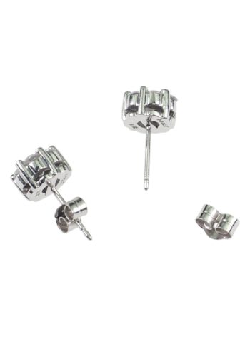 Um 1970 - 9 ct. Weißgoldohrstecker mit Diamantcluster, aus England – Bild 4