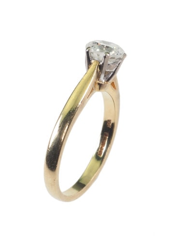 ** VERKAUFT ** Um 1970 - Diamant Solitaire Verlobungsring mit einem Brillant, ca. Einkaräter – Bild 3