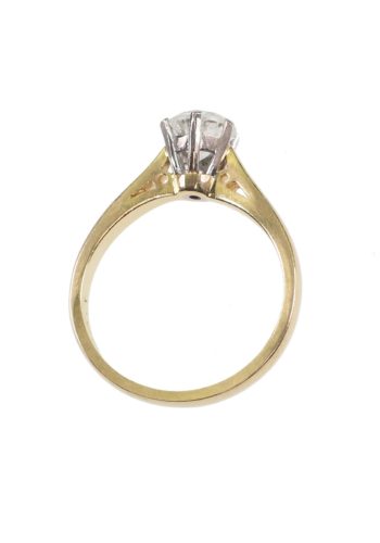 ** VERKAUFT ** Um 1970 - Diamant Solitaire Verlobungsring mit einem Brillant, ca. Einkaräter – Bild 4