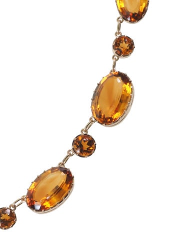 ** VERKAUFT ** Um 1890 - Spätviktorianisches Goldcollier mit 27 Citrinen – Bild 3