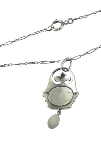Um 1900 - "Murrle Bennett" Silberanhänger + Kette, Emailleschmuck – Bild 5