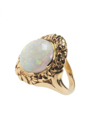 Um 1900 - Französischer Opalring aus dem Art nouveau, 18 ct. Gold – Bild 4