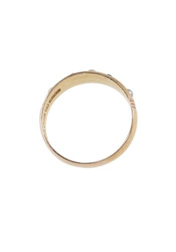 ** VERKAUFT ** Datiert 1908 - 15 ct. Goldring mit zwei Lapislazuli & drei Perlen – Bild 4