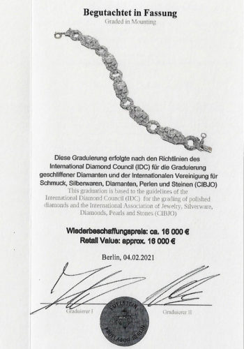 Um 1920 - Art déco Diamantarmband aus den USA, inklusive Edelsteinzertifikat! – Bild 9