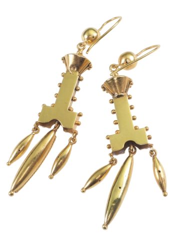 ** VERKAUFT ** Um 1860 - Etruscan Revival Goldohrringe aus dem Victorian – Bild 5