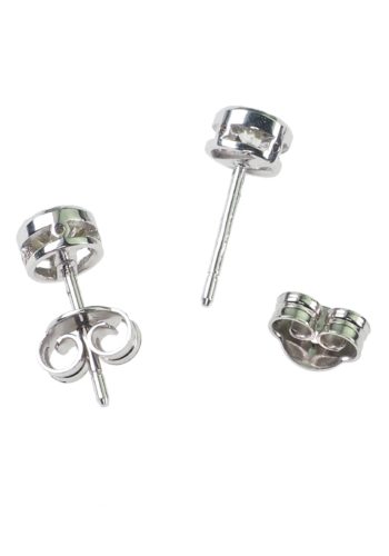 Um 1990 - Diamant Solitaire 18 Karat Weißgoldstecker / Vintage-Ohrstecker – Bild 4