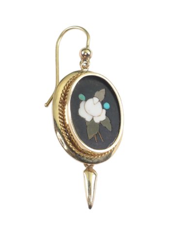 Um 1850 - Pietra Dura / 15 Karat Gelbgold Ohrringe – Bild 3