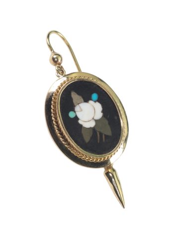 Um 1850 - Pietra Dura / 15 Karat Gelbgold Ohrringe – Bild 4