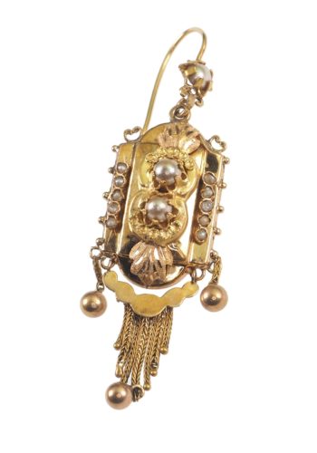 Um 1880 - Französische Goldohrringe mit Naturperlen – Bild 3