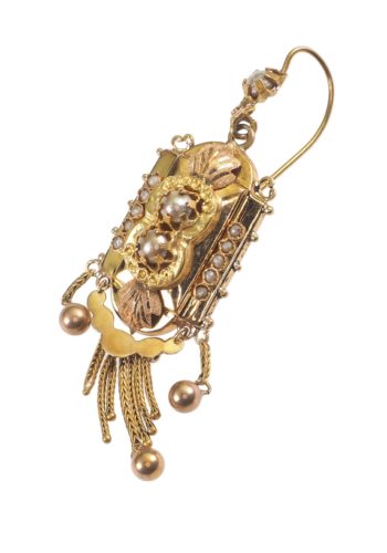 Um 1880 - Französische Goldohrringe mit Naturperlen – Bild 4