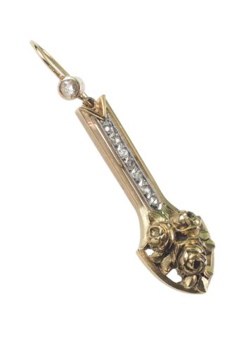 Um 1900 - Französische Goldohrringe mit Diamanten – Bild 4