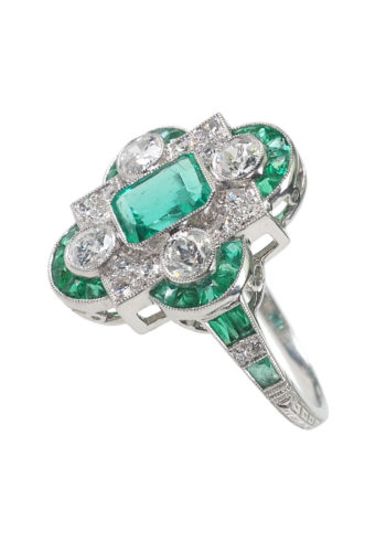 ** VERKAUFT ** Um 1930 - Art déco Smaragdring aus England, mit Diamanten – Bild 4