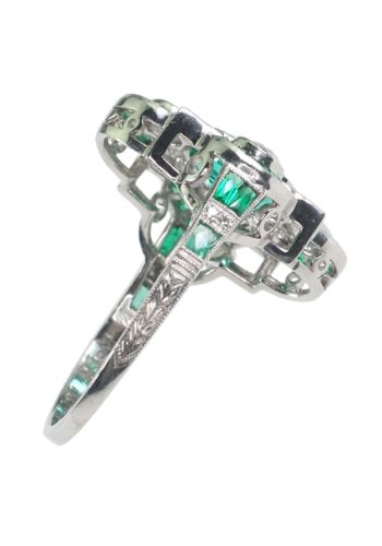 ** VERKAUFT ** Um 1930 - Art déco Smaragdring aus England, mit Diamanten – Bild 5