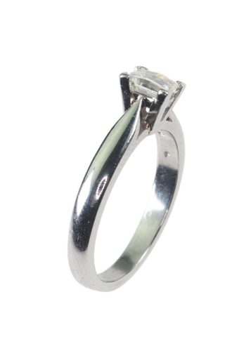 Datiert 2000 - Platin Diamant Solitär Verlobungsring "Millennium-cut" – Bild 4