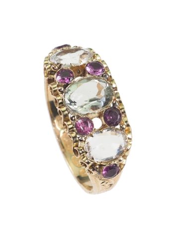 ** VERKAUFT ** Datiert 1870 - Farbsteinering aus 15 Karat Gelbgold, Birmingham England – Bild 3