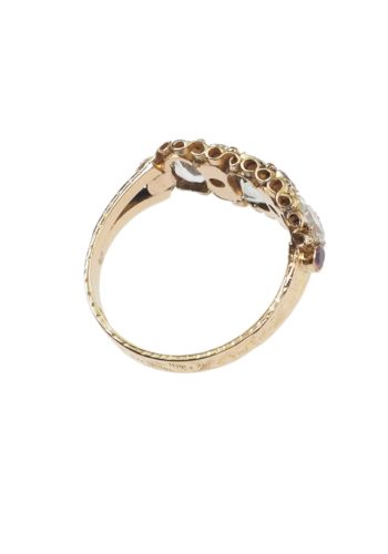 ** VERKAUFT ** Datiert 1870 - Farbsteinering aus 15 Karat Gelbgold, Birmingham England – Bild 5