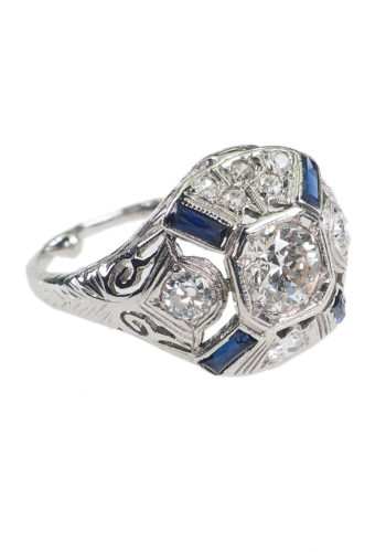 Um 1925 - Platin Art déco Ring inklusive Schmuckgutachten! – Bild 3