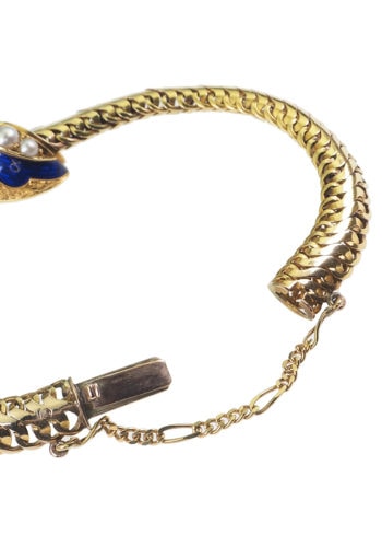 Um 1870 - 18 ct. Gold Armband mit Emaille & Perlen England – Bild 4