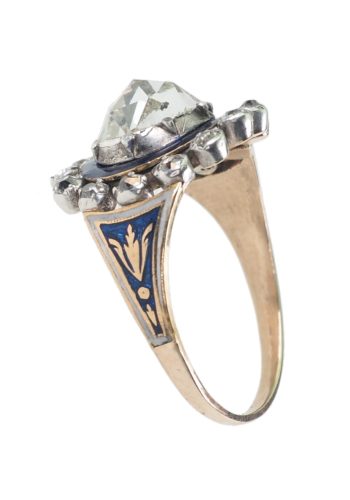 ** VERKAUFT ** Um 1800 - Georgian Ring mit Rosenschliff-Diamanten & Emaille – Bild 5