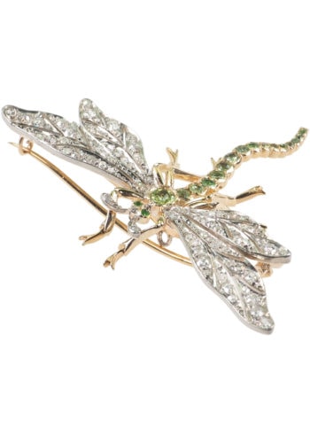 ** VERKAUFT ** Um 1900 - "Libelle" Tiermotivbrosche aus 18K Gold & Platin – Bild 5