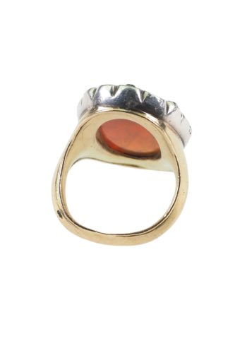 Um 1900 - Siegelring / Herrenring für den kleinen Finger, mit Karneol & Diamanten – Bild 4