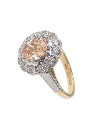 Datiert 1980 - Sherry-Topasring mit 12 Diamanten, aus Birmingham Daisy – Bild 4