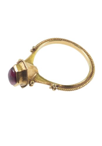 Um 1870 - Viktorianischer Herrenring mit Rubincabochon – Bild 3