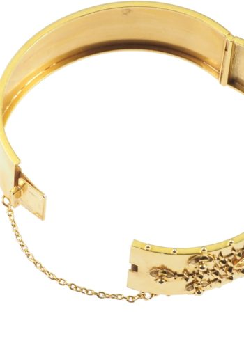 Um 1860 - Viktorianischer Goldarmreif mit Emaille & Granatcabochon – Bild 6