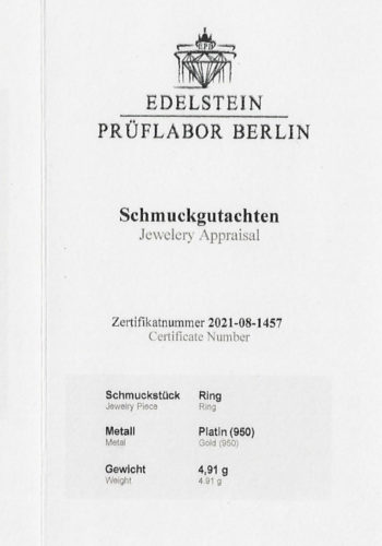 Um 1930 - Art déco Diamantring aus 950 Platin, inklusive Edelsteineprüfzertifikat! – Bild 9