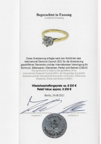 Um 1970 - Vintage-Solitär Verlobungsring mit ca. 1,43 ct. Diamant, Edelsteingutachten! – Bild 10