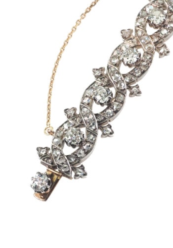 Um 1900 - Rosegold & Silber Diamantarmband Niederländisch, inkl. Edelsteinezertifikat! – Bild 3